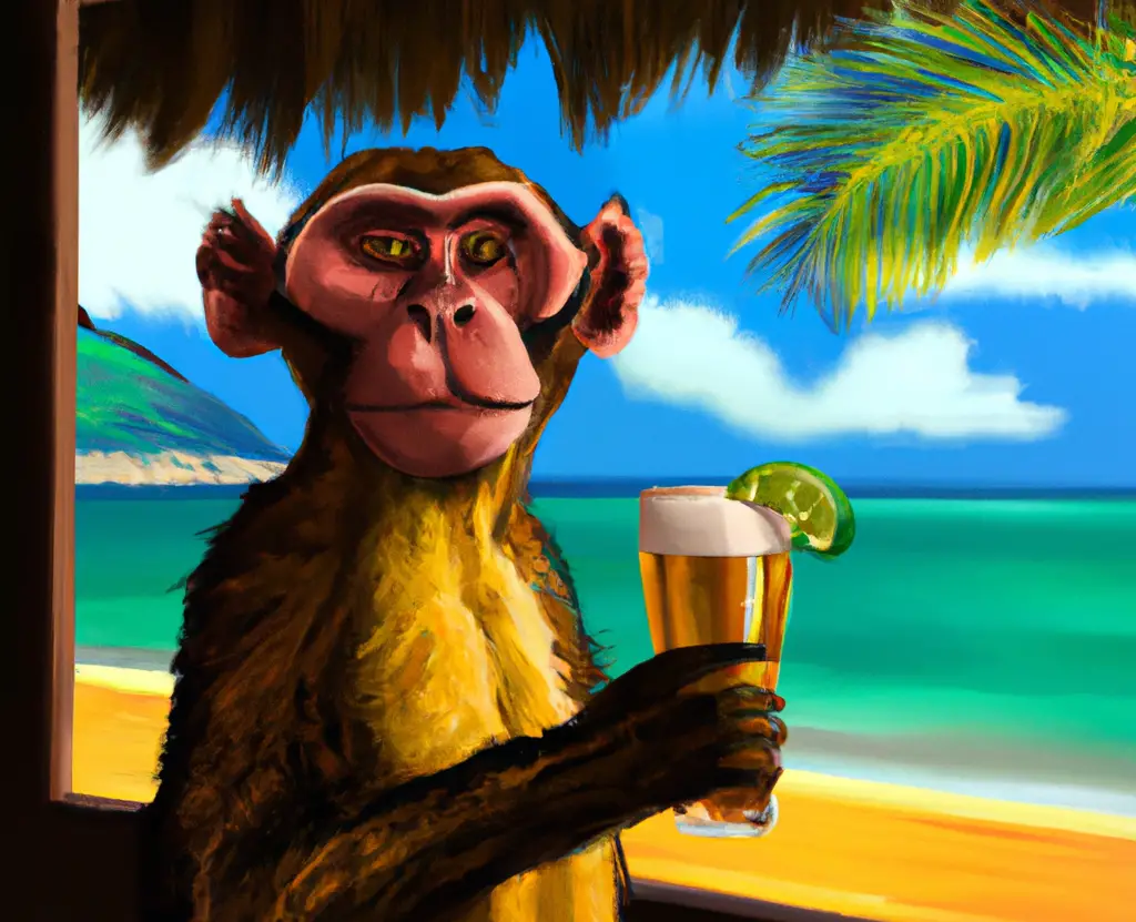 Monkey Drinking Beer