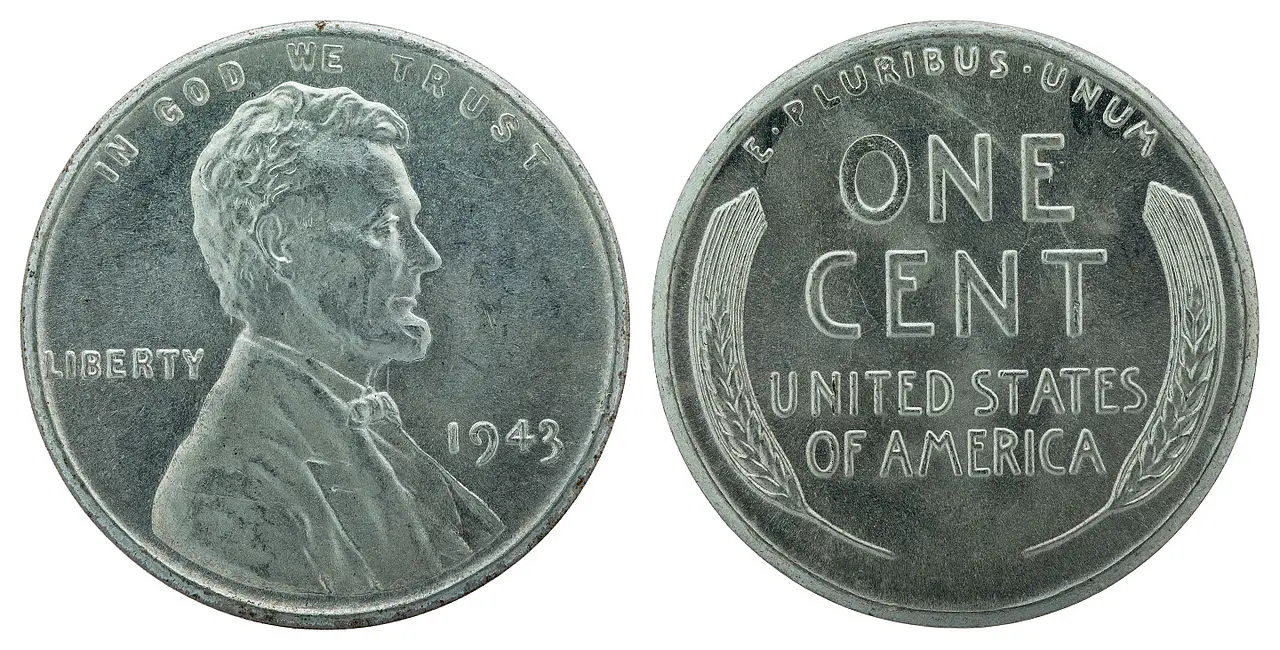 Close-Up View Of The 1943 Wheat Penny, Highlighting The Details Of This Iconic Coin.