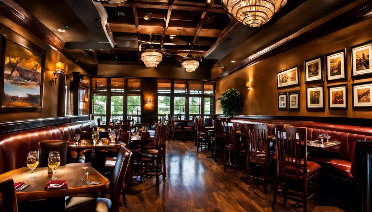 Interior Of Saltgrass Steak House In Baton Rouge, Showcasing The Warm And Inviting Atmosphere.