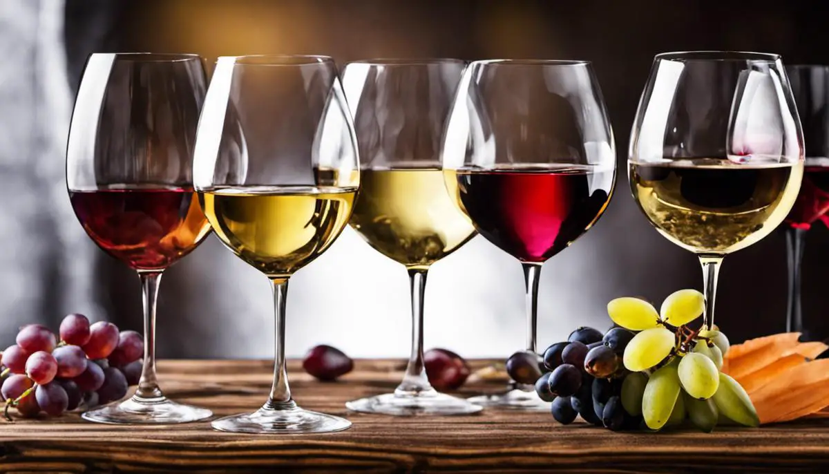 An Image Of Different Types Of Wine Glasses Filled With Colorful Wines, Representing The Diversity And Variety Of Wine.