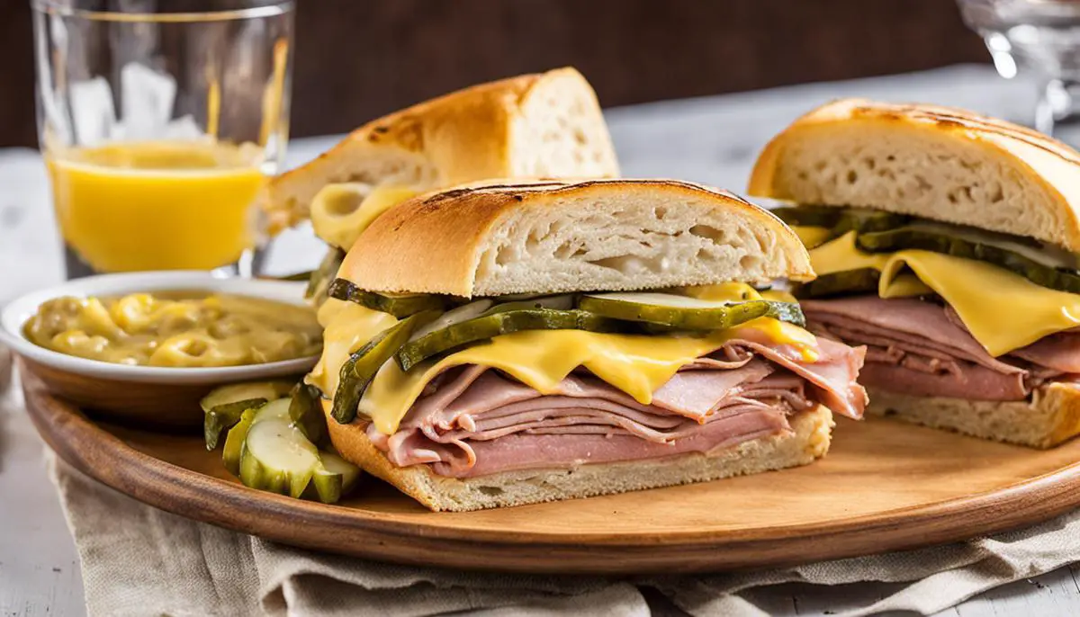 A Variety Of Delicious Cuban Sandwiches Served In Different Restaurants Across The United States. Each Sandwich Is Filled With Marinated Pork, Ham, Swiss Cheese, Pickles, And Mustard, Offering A Taste Of The Vibrant Cuban Cuisine.
