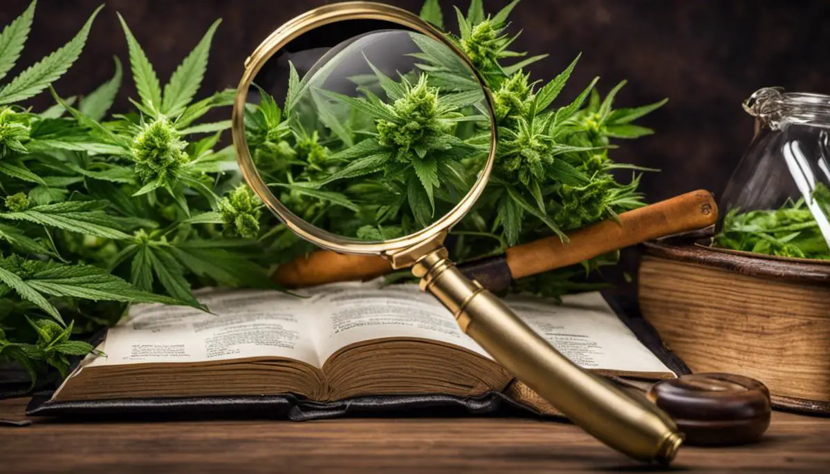 Image Depicting Someone Selecting A Cannabis Cookbook With A Magnifying Glass