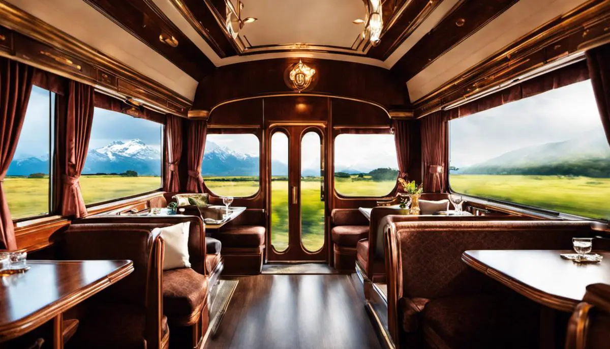 A Landscape View From The Window Of A Luxury Train, Showcasing The Scenic Beauty Of The Destination.