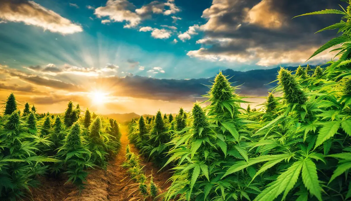 Image Of Different Strains Of Marijuana Plants Growing In A Field