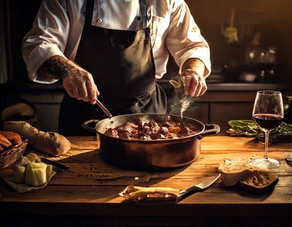 A Person Cooking Food In A Pot