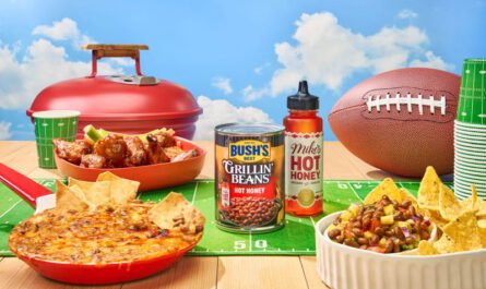 A Football And Food On A Table