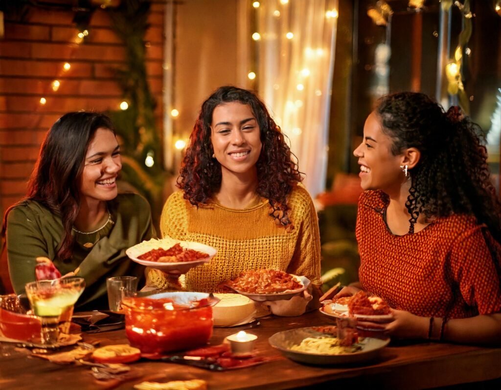 Three Girls Eating Cincinnati Chili