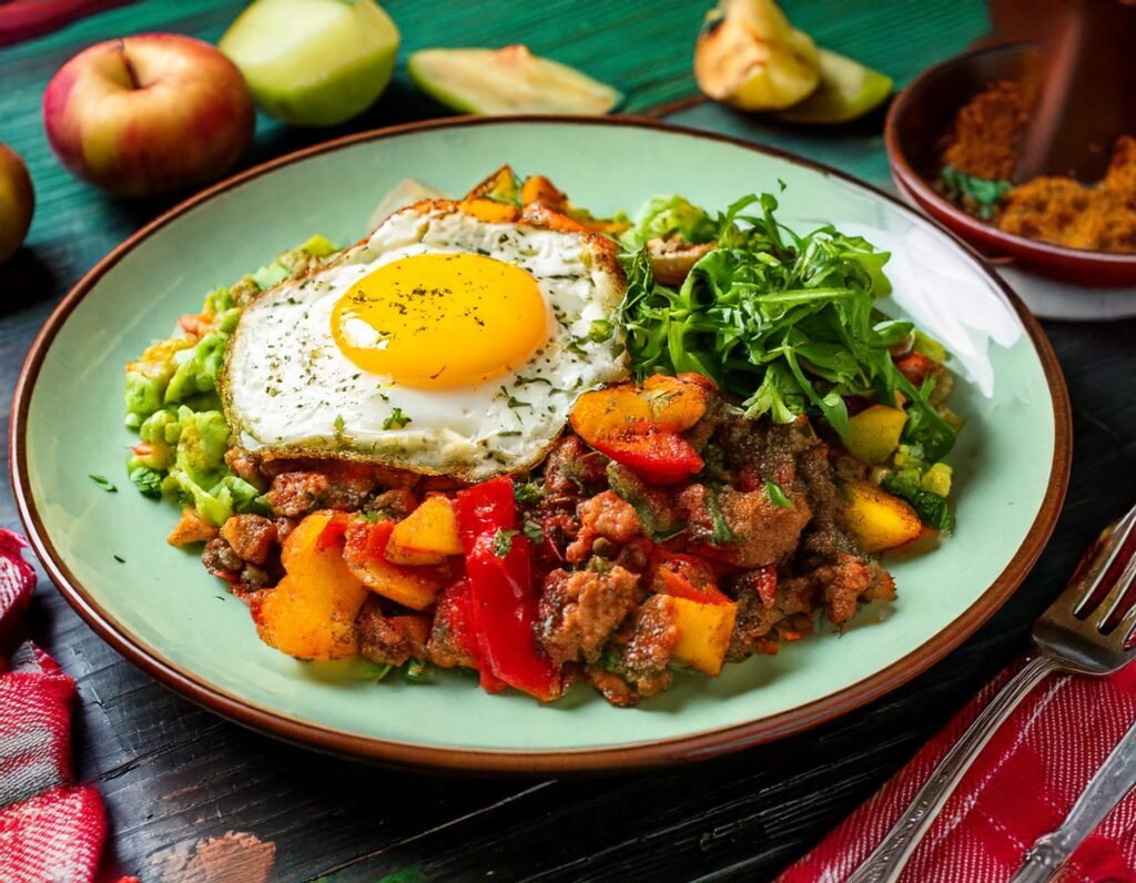 Firefly Create A Close Up Image Of A Hearty Finely Diced Pork Hash Breakfast Inspired By A Diner Se