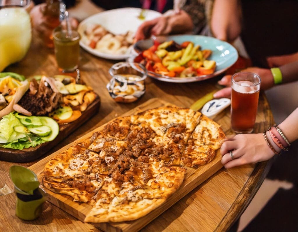 A Table With Food On It