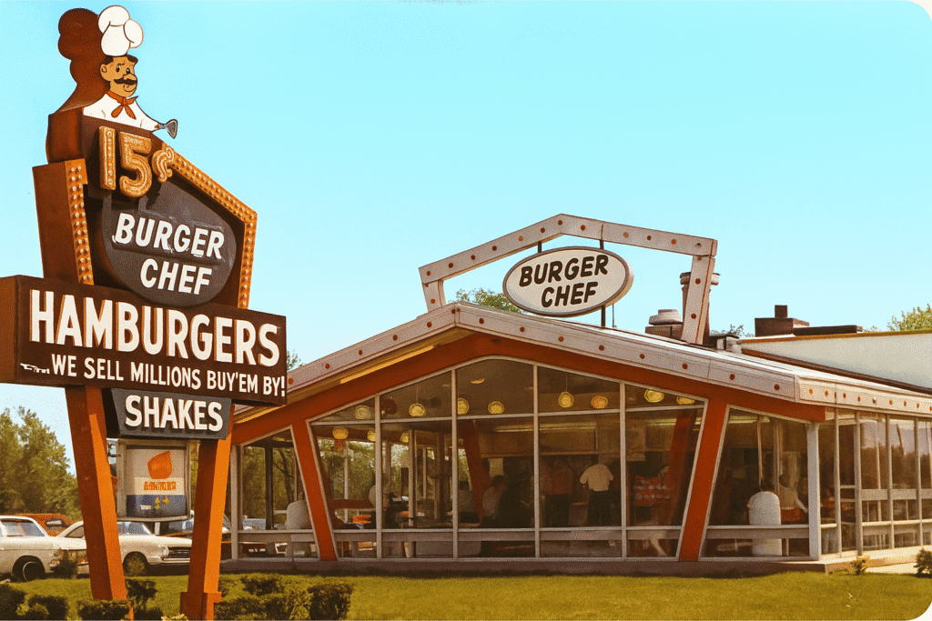 Retro Burger Chef Drive-In Restaurant Exterior