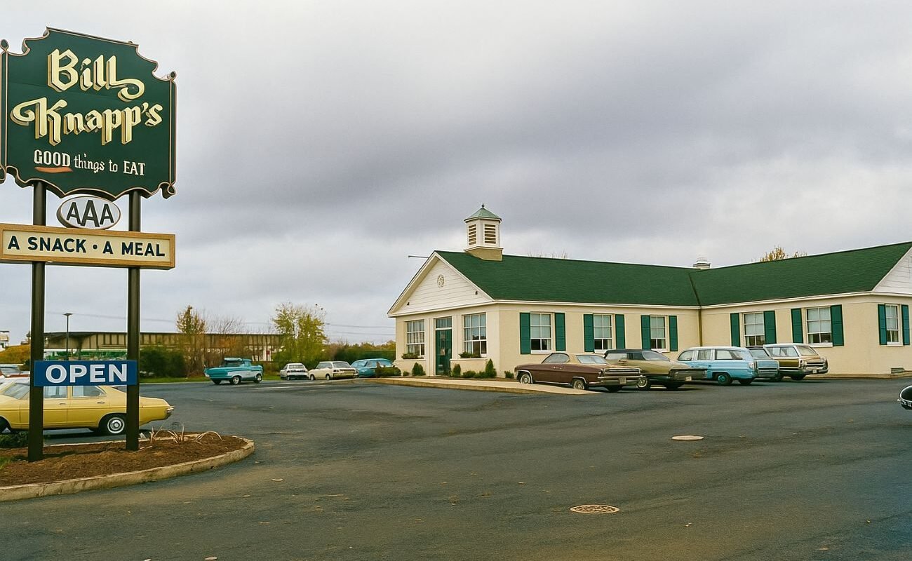 Classic Diner With Vintage Cars Outside