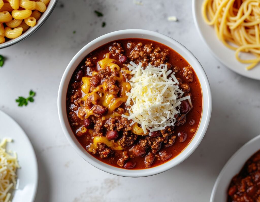 Bowl Of Chili With Cheese Topping