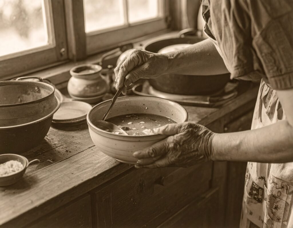 Person Stirring Soup In Kitchen