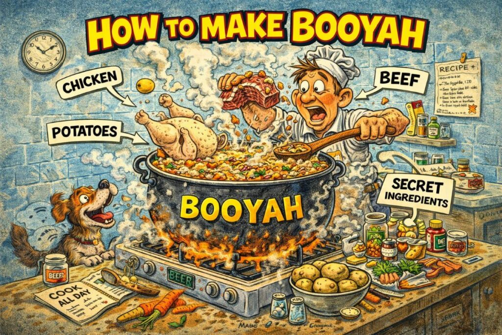 Cooking Booyah With Various Ingredients