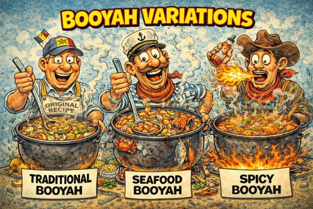 Three Chefs With Different Booyah Types