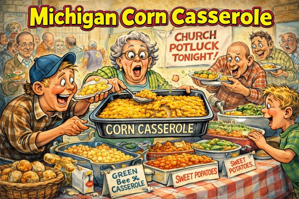 People Enjoying A Church Potluck Meal.