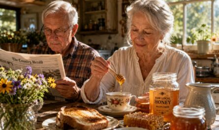 Elderly Couple Enjoying Breakfast Together.