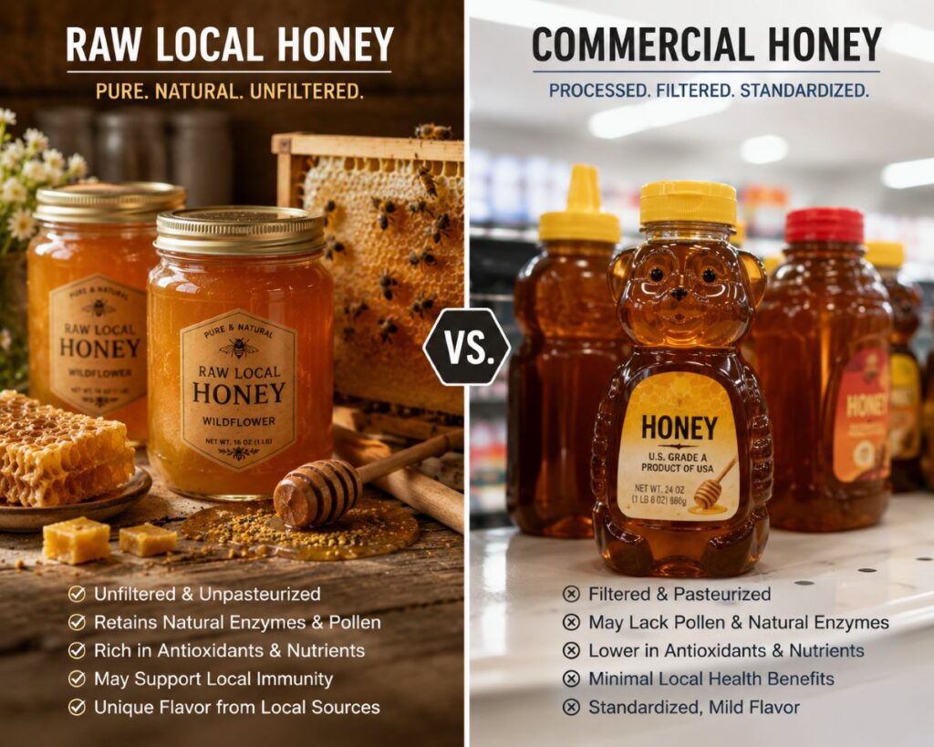 Comparison Of Raw And Commercial Honey
