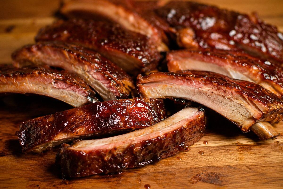 Finished Ribs On Wooden Board