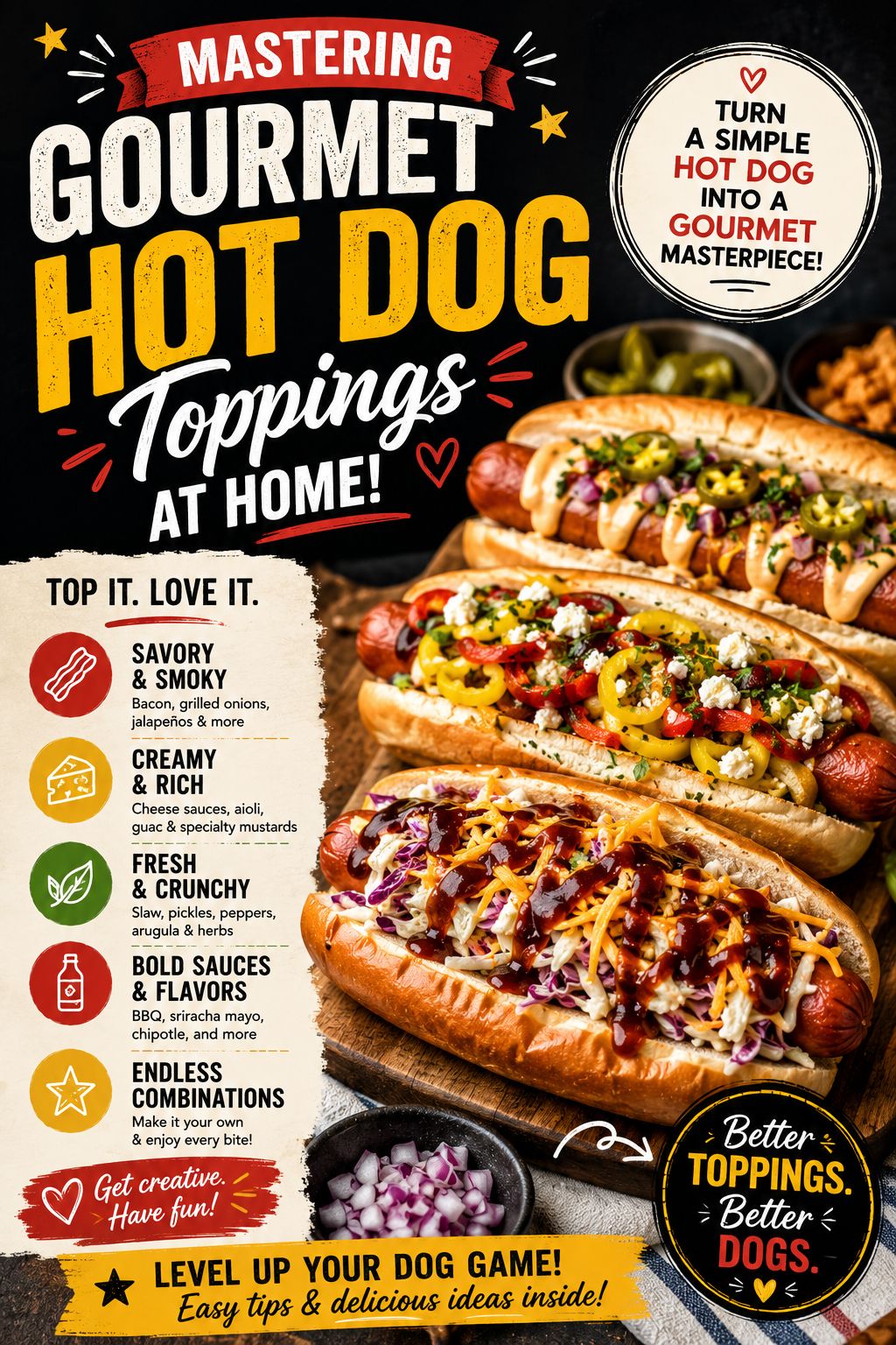 Mastering Gourmet Hot Dog Toppings At Home – 4 Delishious Recipes