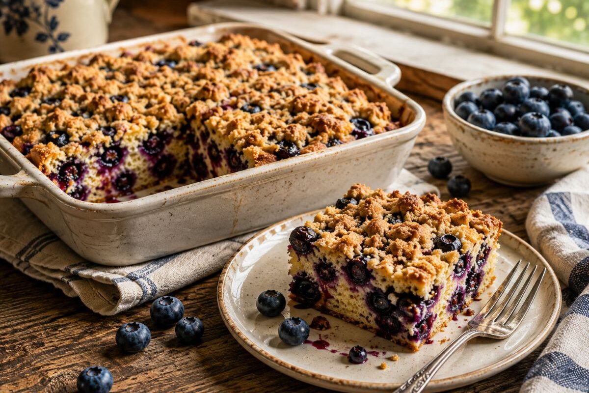 Blueberry Dessert With Crumb Topping.