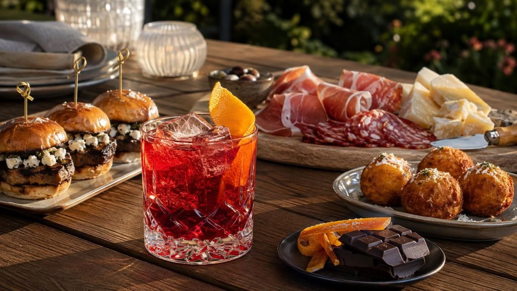 Cocktails And Gourmet Food Spread