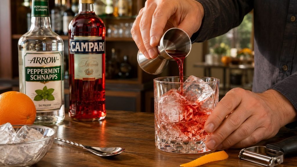 Campari And Peppermint Schnapps
