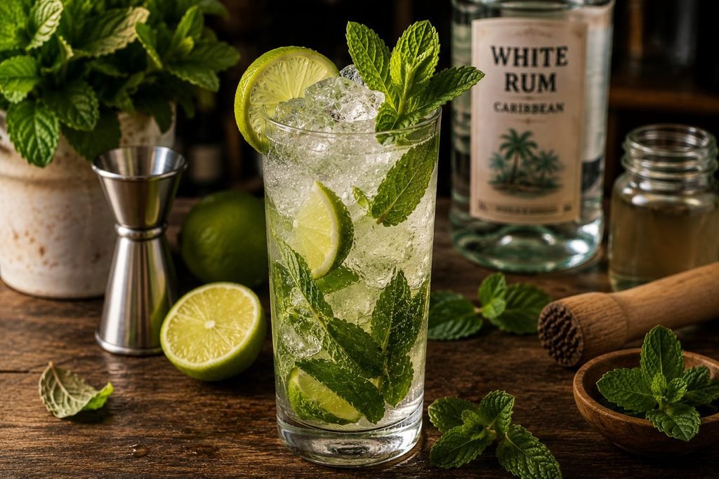 Mojito With Fresh Mint, Lime And Ice.