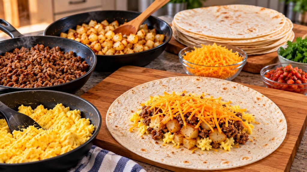 Ingredients For Breakfast Burritos Preparation