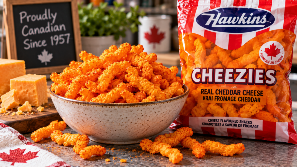Bowl Of Cheese Snacks With Packaging