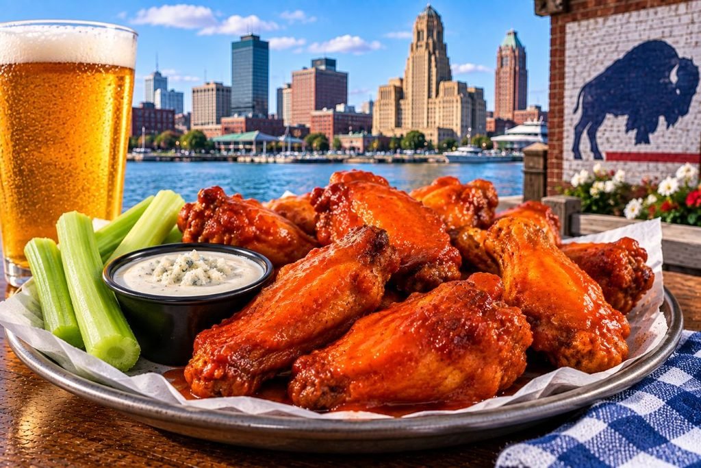 Buffalo Wings With Celery And Beer