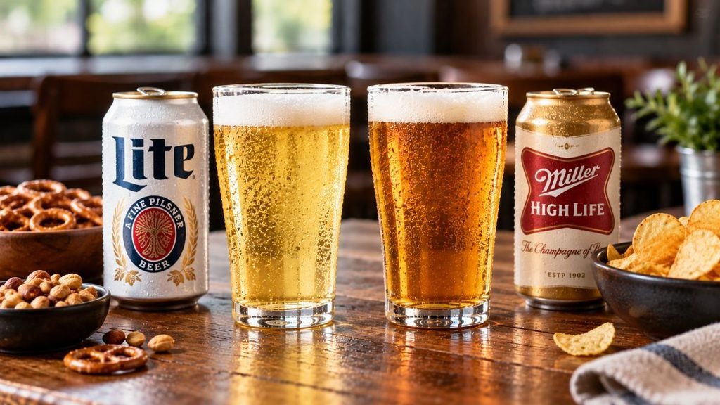 Light And Regular Beers Arranged Side By Side For Calorie Comparison.