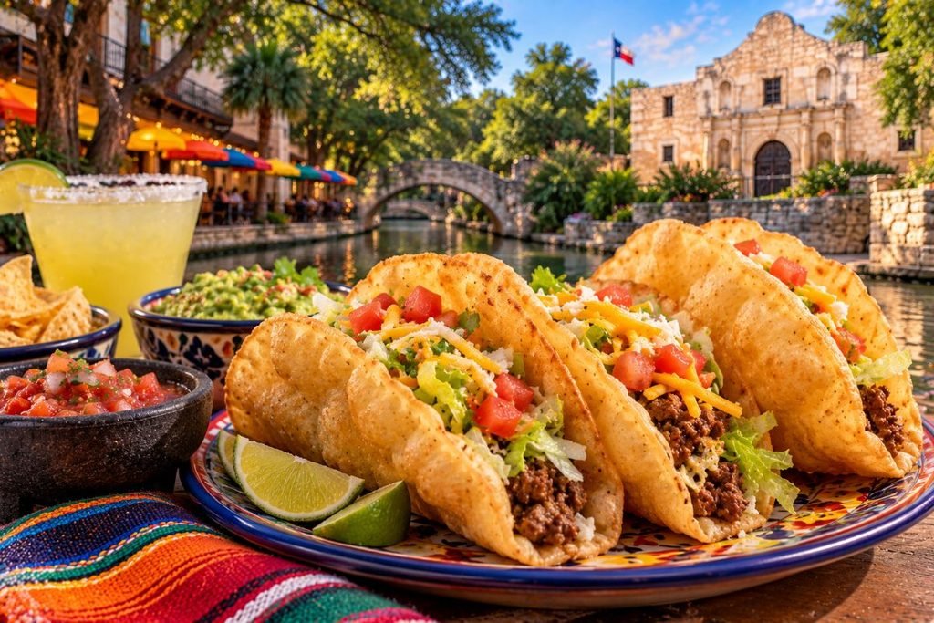 Colorful Tacos By A Scenic River