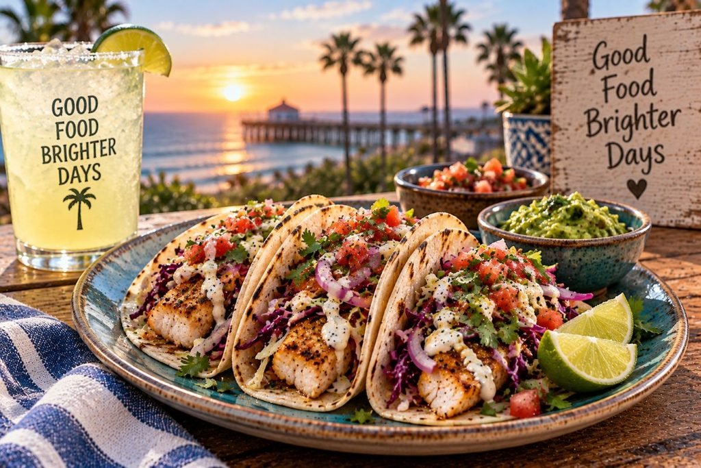 Tacos And Drink By Sunset Beach